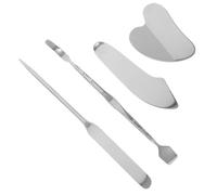DEARMAMY 4 Pièces Metal Facial Massage Plate Set For Women Curved Skin Scrubber Spatula For Face Chin Jawline Sculpting Point Extractor Tool And Skin Tightening