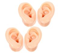 DEARMAMY 4 Pièces Modèle Oreille Silicone Flexible Reproduction Réaliste Structure Humaine Pratique pour Affichage Boucles Oreilles et Entraînement Piercing Couleur Chair Réutilisable