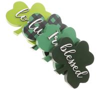 DEARMAMY 4 Pièces Panneau en Bois de Trèfle, Décor Irlandais | Décorations Saint Patrick pour Table, Finition Soignée, Ambiance Festive, Usage Intérieur, Style Unique