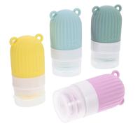 DEARMAMY 4pièces Bouteilles De Voyage Silicone Set De Contenants Squeezables Pour Pour Shampooing Lotion Et Cosmétiques Matcha Cerise