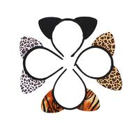 DEARMAMY 4pièces Chat Ears Leopard Print Headband for Party Anime Style Cosplay Accessory for Girls Costume