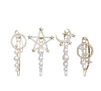 DEARMAMY 4pièces Hair Clips Set Élégantes Pince à Cheveux Femme Avec Étoile Et Lune Accessoires Mode Pour Filles Et Femmes