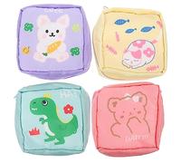DEARMAMY 4pièces Trousse Toilette Fille Ado Mignonne Motif Cartoon Capacité à Tampon Serviette Hygiénique Petit Cosmétique Polyvalent Pour Étudiants