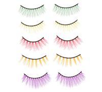 DEARMAMY 5 de Faux Cils Colorés Naturels en Mélange Extensions de Cils Longs et Doux pour Maquillage de Fête pour Cosplay et Faciles à Appliquer