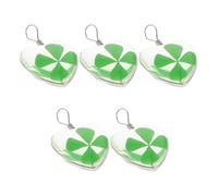DEARMAMY 5 Pièces Breloques en Verre Trèfle Cœur pour Bijoux Pendentifs | Création de Collier, Trou Suspendre, Style Chic et Unique, pour Saint Patrick, Accessoire Décoratif