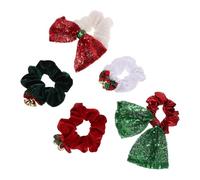 DEARMAMY 5 Pièces Élastiques à Cheveux de Noël Bandeaux de Fête Qui Abîment les Cheveux Accessoires avec Clochette Élastiques pour Queue de Cheval pour Fêtes de Noël et Accessoires