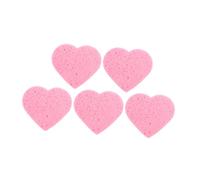 DEARMAMY 5 pièces Éponges Démaquillantes Coton Forme de Cœur Lot de et Réutilisables pour Exfoliation Faciale et Retrait de Maquillage Adaptées Rose
