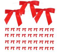 DEARMAMY 50 pièces Lot de Mini Nœuds Rouges Polyester pour Décoration Mariage Emballage Cadeau et Loisirs Créatifs Nœuds Ajustables avec Fil pour Décoration Voiture et Fête