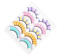 DEARMAMY 5paires Faux Cils Colorés de Faux Cils Naturels Kit de Individuels Fins pour Femmes