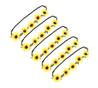 DEARMAMY 5pièces Bandeau Tournesol Hawaïen Couronne Fleurie Bohème Pour Fête Plage Tropicale Serre-tête Lumineux Et Délicat Accessoire Cheveux Estival Fille Femme