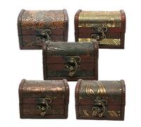 DEARMAMY 5pièces Boîte à Bijoux Rétro Petit Coffret De Rangement Organisateur De Bijoux Bois Conteneur Pour Boucles Oreilles Et Bagues