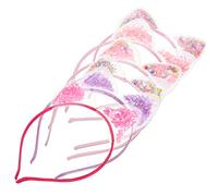 DEARMAMY 6 Pièces accessoires de cheveux bandeau Bonjour paillette bandeaux bébé filles bandeau d'oreilles de chat bandeaux d'oreille pour les filles Bandeaux pour les filles Plastique