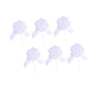 DEARMAMY 6 Pièces Balle De Fleur Dessinée à La Main Accessoires De Mariage De Mariée Fleurs Bouclé Célibataire Faire La Fête Fait à La Main Stand Rose Banc Fil Blanche