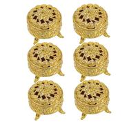 DEARMAMY 6 Pièces Boîte- De Bonbons En Faire La Fête Gravé Boîtes à Bonbons De Fête Rose Mariage Invités Rond Heureux Plats De Service Raffinés Boîtes De Faveur D'or Pp