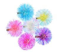 DEARMAMY 6 Pièces Épingle à Cheveux Brillant Faux Pour Duveteux Accessoires De Cheveux Mignons Fille Flou Pompons Barrettes Fantaisie Pinces à Cheveux Pompon Gland Coloré Polyester