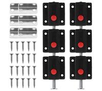 DEARMAMY 6 Pièces Loquets À Ressort Pour Meubles Verrou Coulissant Avec Bouton Abs Noir Quincaillerie De Placards Et Armoires Accessoires De Quincaillerie Du Meuble Résistants 5.30X3.60X2.80Cm