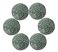 DEARMAMY 6 pièces Lot de Boutons de Tiroir Céramique Verte avec Relief Poignées Décoratives pour Armoires et Commodes Style Campagne Simple Boutons Placard Vintage Durables
