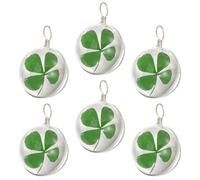 DEARMAMY 6 Pièces Pendentif Bijou Trèfle à Quatre Feuilles en Verre | Accessoires Bijoux Faits Maison, Fleurs Séchées, Vert, pour Bracelet et Porte-clés, Lot Créatif