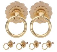 DEARMAMY 6 pièces Poignées Laiton Antique Anneau Rond pour Meubles Boutons de Tiroir Cuisine et Placard Poignées Vintage Résistantes et Faciles à Installer Accessoires de Mobilier Élégants