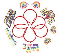 DEARMAMY 6 Pièces Rainbow Love Hairband bandeaux arc-en-ciel thème tissu fierté bandeaux pour les cheveux courts des femmes accessoires de carnaval Plastique Colorful