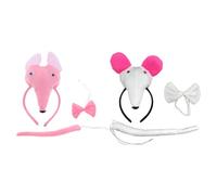DEARMAMY 6 Pièces Serrage-tête de Costume de Souris 3d en Peluche | Tissu Doux et Léger, Oreilles Réalistes Noeud et Queue, pour Fêtes et Théâtre