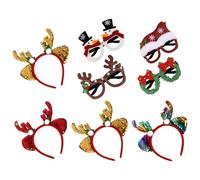 DEARMAMY 8 Pièces Serre-tête Noël Garçon Fille avec Lunettes Déguisement Accessoires Fête Léger Ajustée pour Photo Booth