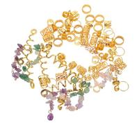DEARMAMY 80pièces Bijoux pour Dreadlocks et Tresses Manchettes Dorées avec Pendentifs Pierre Anneaux pour Cheveux Quotidiens Décorations pour Dreadlocks et Tresses