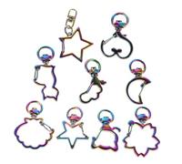 DEARMAMY 9 Pièces Rainbow Metal DIY Lobster Claw Clasps Unique Heart Star Moon Shapes Swivel Clips For Jewelry Bag Accessories