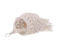 DEARMAMY Abat-Jour Suspendu Bohème Tissé Main en Corde de Coton Blanc Petit Diamètre Intérieur 2 CM Cache-Lumière Macramé pour Chambre Salon et Décoration Intérieure Rustique