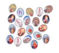 DEARMAMY Accessoires de Bijoux Religieux Sainte Vierge 20 Pièces Alliage Mixte Rond Trous pour Fabrication Colliers Bracelets Décoration Artisanat Catholique Loisirs Style Aléatoire