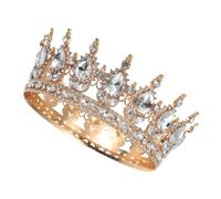 DEARMAMY accessoires de cosplay Couronne pour mariage Couronne pour la mariée casque de célibataire pour demoiselles d'honneur couronne de strass pour dames Golden
