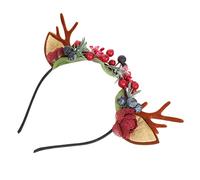 DEARMAMY Accessoires de Noël Cerf et Baies Décoration de Cheveux de Noël Serre-tête Festif
