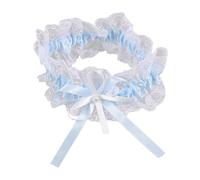 DEARMAMY Anneau De Jarretière Marié Équipe Autocollants Robe Faire La Fête Jupe Poule Anneaux De Jambe Pour Vêtements Célibataire Diadèmes Jarretières Bouquet Guêtre Sky-blue Dentelle