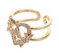 DEARMAMY Bagues à Lettres Réglables Cuivre Bagues Ouvertes Empilables Pour Femmes Bijoux à