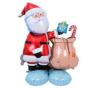 DEARMAMY Ballon Père Noël Gonflable Debout avec Paquet Cadeau Décoration Noël Résistante Vent pour Magasins Fêtes Anniversaire et Bureaux