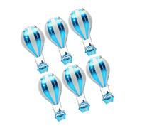 DEARMAMY Ballons Aluminium de Montgolfière 4D Bleu 6 Pièces pour Décoration Anniversaire Garçon et Filles Fête Thème du Voyage Articles de Fête Suspendus et Décorations Murales