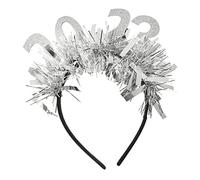 DEARMAMY Bandeau Cheveux Nouvel An Argenté Décoratif avec Lettres Accessoire Coiffure pour Fête et Parade