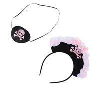 DEARMAMY Bandeau De Pirate Effrayant Avec Perles Motifs De Crânes Et Éléments De Pirate - De Performance Pour Filles Accessoire De Fête Et Décoration Pour Halloween