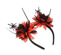 DEARMAMY Bandeau Halloween de Mariée avec Voile et Fleurs Artificielles Accessoire Cosplay pour Fête et Événements Gothiques pour Créer une Atmosphère Étrange