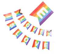 DEARMAMY Bannière arc-en-ciel suspendue, bannière lesbienne, décorations arc-en-ciel, papier léger et résistant à l’usure, pour coming-out et mariage