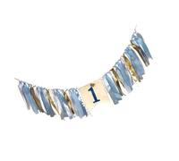 DEARMAMY Bannière D’Anniversaire à Rayures Bleu Marine Guirlande Décorative Murale pour Fête Banderole Suspendue Légère en Matériau Naturel pour Décoration Mur Porte Fenêtre ou