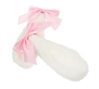 DEARMAMY Barrette Lapin Oreilles Peluche Douce avec Nœud Clip Cheveux Cosplay Fille Accessoire Lolita et Confortable