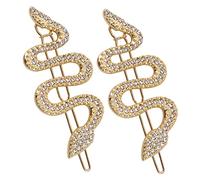 DEARMAMY Barrettes à Cheveux Serpent En Cristal 2 Pièces Accessoires De Mode Pour Femmes En Métal Doré Pour Élégantes Accessoires Pour Mariage Et Occasions Spéciales