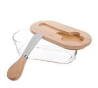 DEARMAMY Beurrier avec Couvercle et Couteau Bois Récipient Étanche pour Beurre et Fromage Boîte de Rangement Élégante pour Cuisine et Réfrigérateur