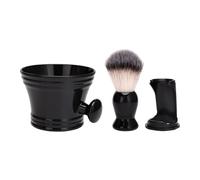 DEARMAMY Blaireau de Rasage pour Homme Poils Doux Bol à Raser Large et Support Pratique Ensemble Complet pour Entretien de Barbe Kit Bol et Blaireau Noir 3 Pièces