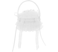 DEARMAMY Boîte à Alliances Brodée en Satin Blanc Coussin Floral Panier Porte-Alliances pour Mariage et Demoiselle d'honneur Corbeille Élégante pour Cérémonie Saint-Valentin Emballage