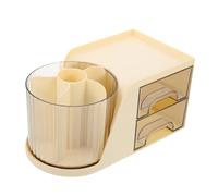 DEARMAMY Boîte À Crayons En Plastique Organiseur De Bureau Rotatif Beige