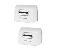 DEARMAMY Boîte De 2 Pièces Boîte De Rangement Pour Lame De Rasoir Banque De Lames De Rasoir Porte-lames De Rasage Conteneur D'élimination Des Lames Blanche Fer Blanc