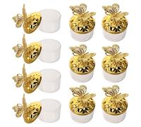 DEARMAMY Boîtes à Dragées Décoratives Papillon en Plastique Or, Lot de 12, Présentation Claire, Design Élégant Européen pour Mariage et Enterrements de Vie de Jeune Fille