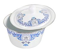 DEARMAMY Bol à Soupe Émaillé Épais avec Couvercle, Grosse Capacité | Usage Polyvalent, Facile à Nettoyer, pour Décoration Intérieure et Pendaison de Crémaillère, Style Rétro